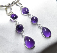 ?Ohrhänger 925 Silber Klappbrisur, langes Design Amethyst – Unikat neu?