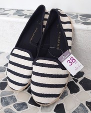 Primark Slipper Ballerina Beige Weiß Schwarz Gestreift Neu mit Etikett Größe 38