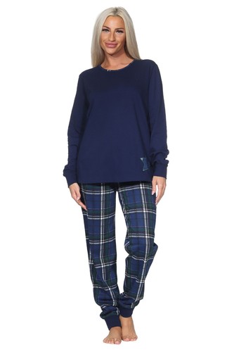 Damen pyjama rundhals uni - rundhals,