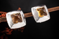 BVLGARI Ohrringe Ohrclips Pyramid Citrin in Weißgold 750 Massiv Bulgari Schmuck