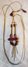 Collier Amethyst Art Deco Stil 20er 30er Lavaliere Kette Vintage 55cm goldfarben
