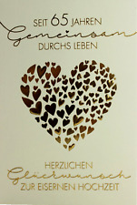 hanra 65 Hochzeitstag geprägte Glückwunsch- Karte Eiserne Hochzeit 65 Jahre