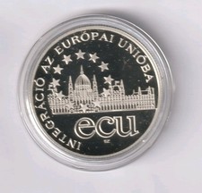 Ungarn 1995 Silber 925 / 31,47 Gr 1000 Forint ECU Parlament  Zertifikat PP -(24)