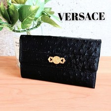 GIANNI VERSACE Sunburst Logo Vintage Long Wallet Geldbörse Exotic Leder...