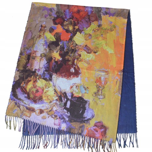 Langer schal mit malerei - langer,