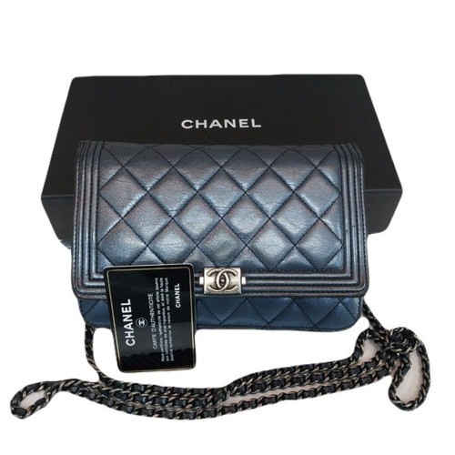 Chanel navy black lamb boy - lamb, woc