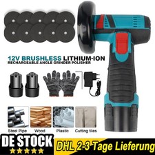 75mm Klein Winkelschleifer Akku Trennschleifer Schleifmaschine mit 2 Akkus 12V