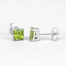 2.32 CT Natürlich Peridot Solitaire Ohrstecker 925 Massiv Silber