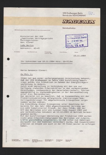 Berlin brief 1984 nagema - brief, 1984,