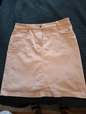 Damen Jeansrock Rosa  Knielang, Knopf und Reißverschluss, Taschen, Gr. 42