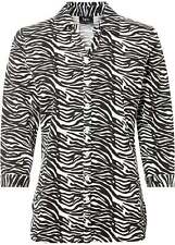 Blusenshirt mit Animalprint Gr. 44/46 Schwarz Wollweiß Zebra Damen Bluse Neu