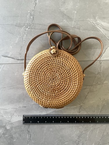 Runde rattan umhängetasche - runde,