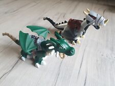 2x LEGO Duplo Ritterburg 4785 7846 große Drachen grün + silber grau mit Rüstung
