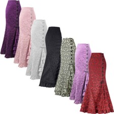 Damen Tanzkleidung Steampunk Kleid Party Rock Sexy Vintage Ruffles Jacquard