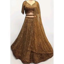 Indisches Kleid (Lehenga Choli) , Größe S-M, Farbe Dark Gold