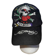 Ed Hardy Truckermütze Kappe schwarz Totenkopf Herz Liebe tötet langsam Y2K Mesh verstellbar