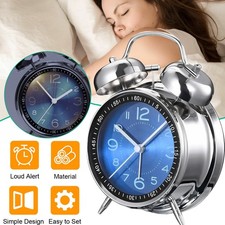 4" Doppel Glockenwecker Quartz Wecker Lauter Alarm Wecker Retro kein Ticken