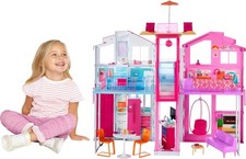 Barbie Haus Traumvilla, Stadthaus mit 3-Etagen und 5 Zimmern, inkl Zubehör wie