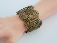 Vintage Statement Armreif Messing Geflecht  Modeschmuck Make Up Factory 58,9 g