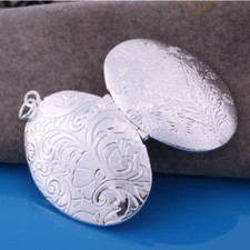 925 Silber Foto Medaillon zum öffnen mit Halskette für 2 Bilder aufklappbar NEU