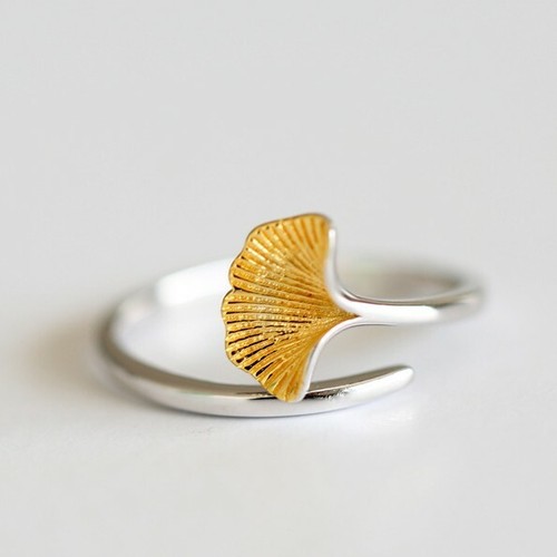 Damen ring ginkgo - ring, ginkgo-blatt-ringe