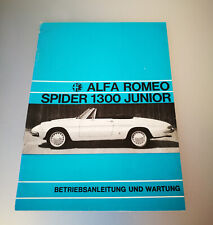 Alfa Romeo Spider 1300 - Betriebsanleitung 1968 Bedienungsanleitung Original 