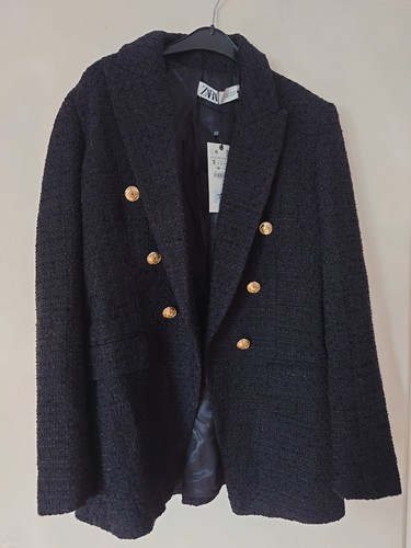 Zara bouclé blazer schwarz - bouclé, |