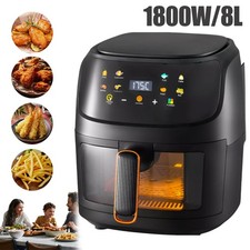 Heißluftfritteuse XXL Air Fryer 1800W Fritteusen Heißluft Ofen Friteuse Schwarz