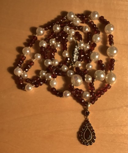 Vintage granatperlenkette mit - vintage,