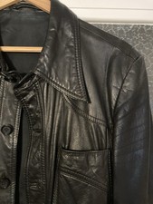 Vintage Herren Lederjacke Leather Jacket Seventies 70er Jahre Schwarz Gr S / 48
