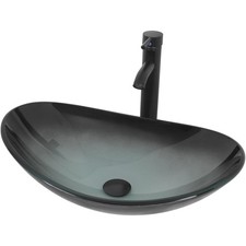 Luxuriöses Glas Aufsatzwaschbecken Oval in Mintgrün – Ideal für jedes Badezimmer