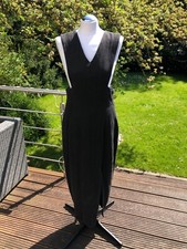 Damen-Sommerkleid HIRSCH, Leinen-Maxikleid Gr. 40, schwarz Casual-Schlitz-Look