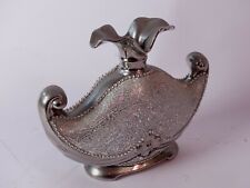 DESIGN BLUMEN VASE CHROM BRUCHGLAS KERAMIK H 26,8xB 33 x 6,8 cm Für FENSTERBANK