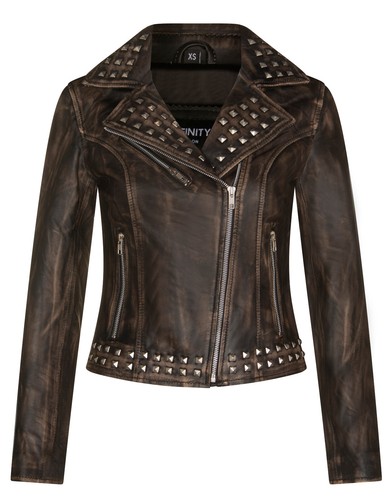 Damen leder schwarz nieten - leder,