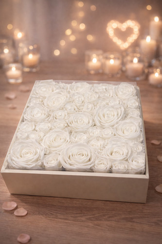 Premium flowerbox mit roten - flowerbox,