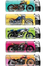 5 x Feuerzeug Elektronik Gas Feuerzeuge Motiv Color Serie Biker Motorrad Chopper