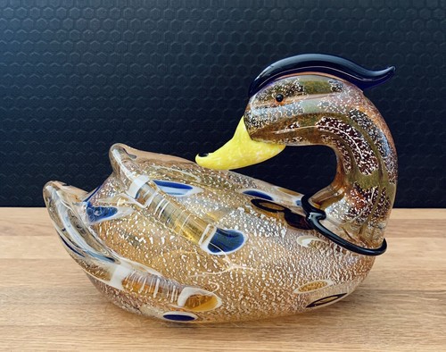 Glasfigur ente skulptur - skulptur, vogel