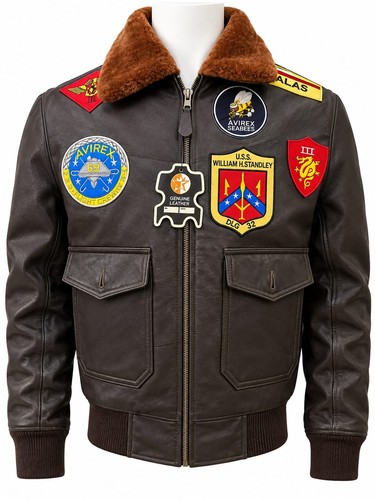 Genuine leather aviator bomber - leather,