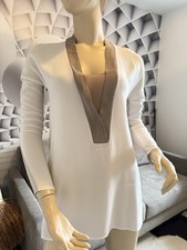 Zara Tunika Creme/taupe S Langarm V Ausschnitt Weich 