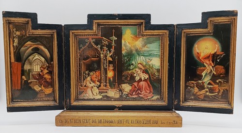 Antikes triptychon holz - triptychon,, nach