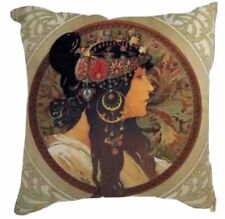 Kissenhülle Kissenbezug Canvas-Stoff Jugendstil Art Nouveau Kunst Alphonse Mucha