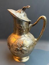 WMF Jugendstil Floral Versilbert Krug Kanne  1896-1903 H 25 cm Dekorativ Antik