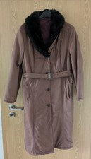 Damen Mantel mit Webpelzkragen braun Kunstleder Größe M - 50