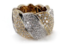 Diamant Ring 178 Brillanten ca 4,4 ct TW/VS 750 Gelbgold Weißgold [BRORS 19119]