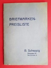 Briefmarken Preisliste DRESDEN um 1905 B. Scheppig Reichsstr. 10    ( F16186