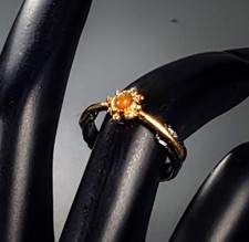 Feuer Opal Ring - 925 Silber schwarz rhodiniert + akzentvergoldet Top