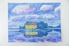 Wilhelm Klußmann Aquarell 1996 sig. Schloß Cecilienhof 40x30cm N-1710