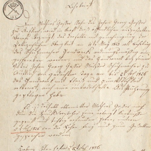 Lehrbrief 1836 bayern - 1836,