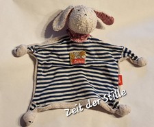 SIGIKID Hund Halstuch 25 cm Weiß Blau gestreift Schmusetuch Kuscheltuch Frottee