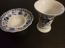 2 tlg. Triptis Zwiebelmuster Porzellan Kerzenständer, blau, weiß
